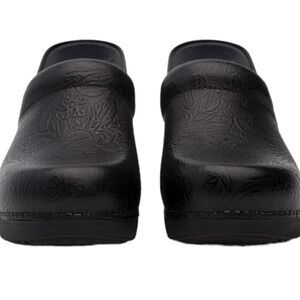 Dansko Pro XP Black Floral Tooled Nursing Clogs